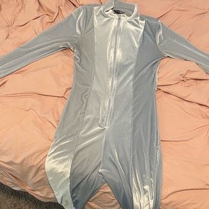 Light blue velvet jumpsuit